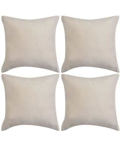 Kussenhoezen 4 stuks beige imitatie suède 50x50 cm polyester