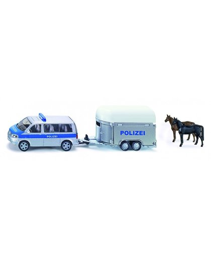 Siku Duitse politieauto met paardentrailer en paarden grijs (2310)