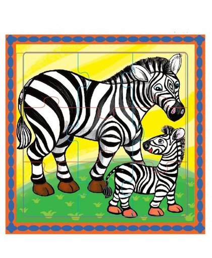 Mamamemo legpuzzel zebra's hout 9 stukken 15 x 15 cm