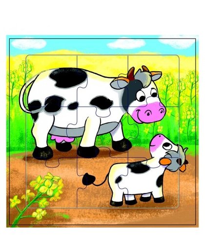 Mamamemo legpuzzel koeien hout 9 stukken 15 x 15 cm