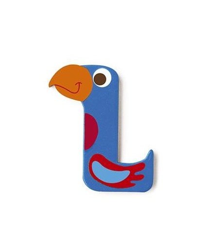 Scratch letter L papegaai blauw 5.5 cm