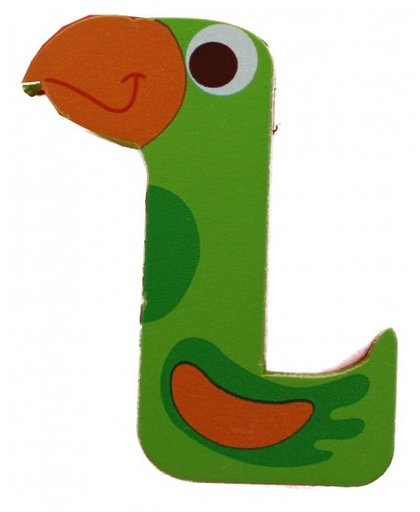Scratch letter L papegaai groen 5.5 cm
