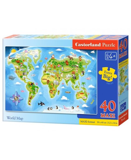 Castorland vloerpuzzel World Map 40 stukjes Maxi