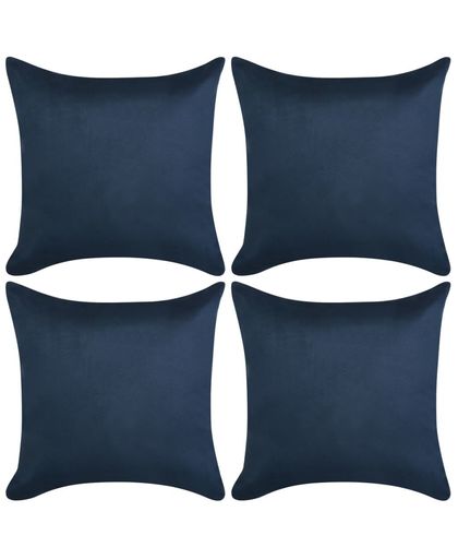 vidaXL Kussenhoezen 4 stuks marineblauw imitatie suède 80x80 cm polyester