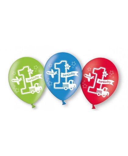 Amscan ballonnen 1st Birthday 27,5 cm groen/blauw/rood 6 stuks