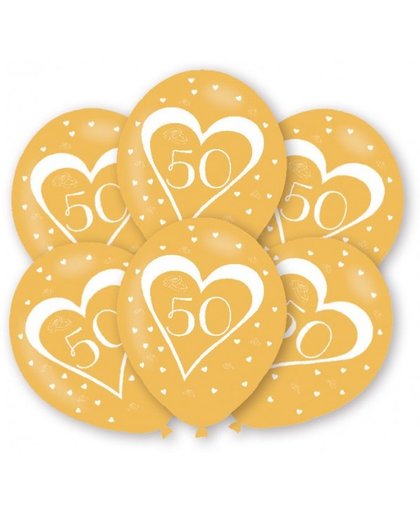 Amscan ballonnen Gold Anniversary 27,5 cm goud 6 stuks