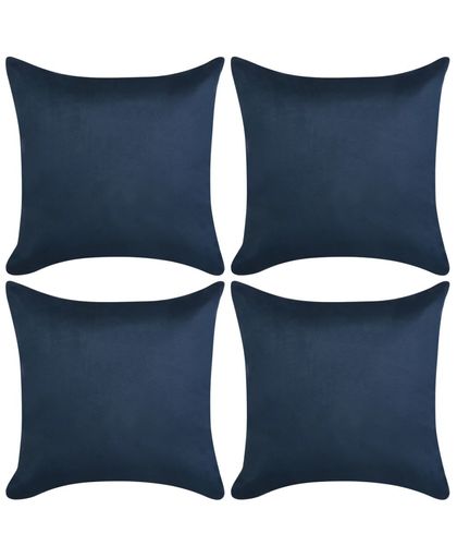 vidaXL Kussenhoezen 4 stuks marineblauw imitatie suède 40x40 cm polyester