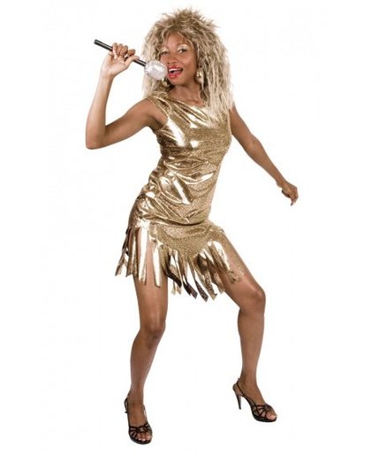 Boland verkleedpak Tina Turner dames goud maat M