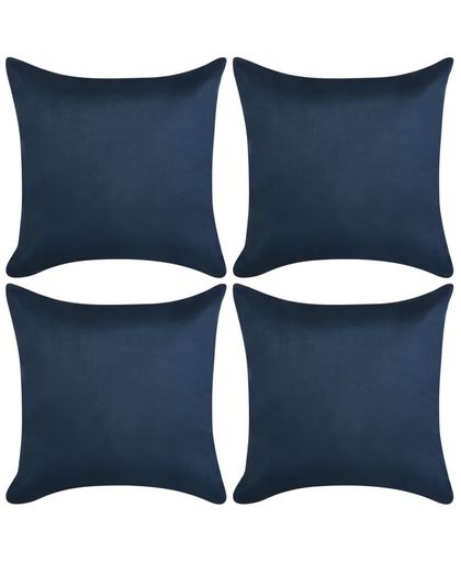 vidaXL Kussenhoezen 4 stuks marineblauw imitatie suède 50x50 cm polyester
