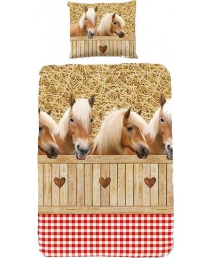 Good Morning dekbedovertrek Horses 140 x 200/220 cm bruin