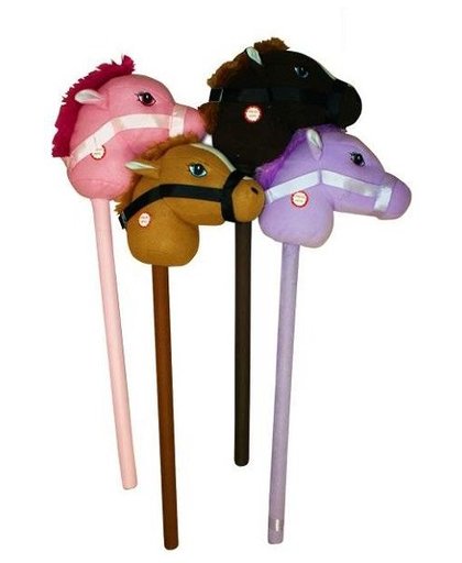 Stokpaardje met geluid 4 kleuren