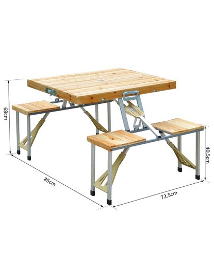 Outsunny Foldable Wooden Camping Table Set