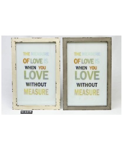 Glazen Tekstbord Love met Wandlijst 61x41cm