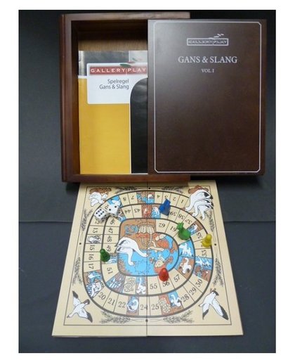 Spellen Ganzenbord en Snake in luxe houten doos in boekvorm