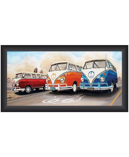 Schilderij Volkswagen Busje Route 66 40x80cm