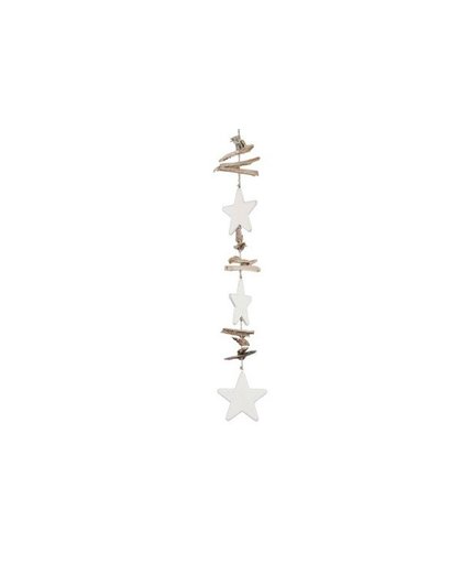 Hanger drijfhout met witte sterren 90cm