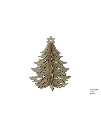 Kerstboom hout 3D 20cm