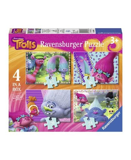 Ravensburger Trolls puzzelset van 4 - 12 + 16 + 20 + 24 stukjes