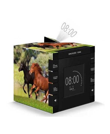 Wekkerradio met tijdprojectie met paarden