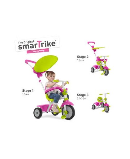 SmarTrike ZIP driewieler 3-in-1 - roze/groen/wit