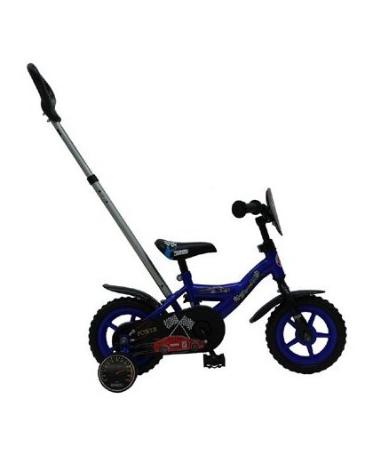 Yipeeh Power fiets met duwstang - 10 inch - blauw