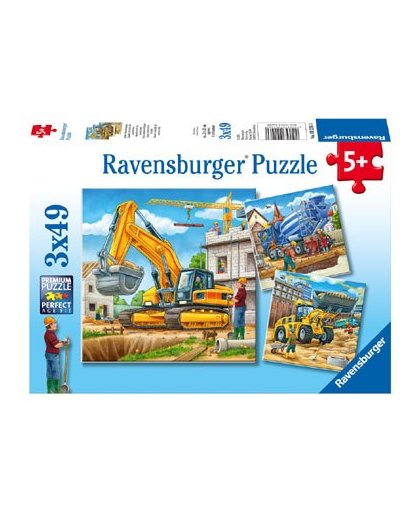 Ravensburger puzzelset Grote bouwvoertuigen - 3 x 49 stukjes