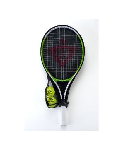 Angel Sports tennisracket met 2 ballen - 25 inch - groen /wit