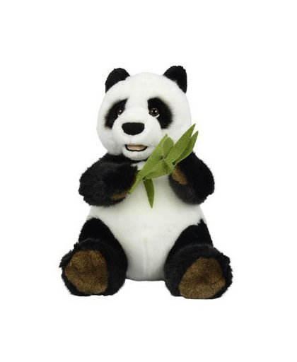 Zittende panda met bamboe - 25 cm