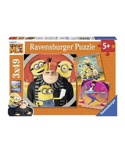 Ravensburger puzzelset Verschrikkelijke Ikke 3 Minions Chaos - 3 x 49 stukjes