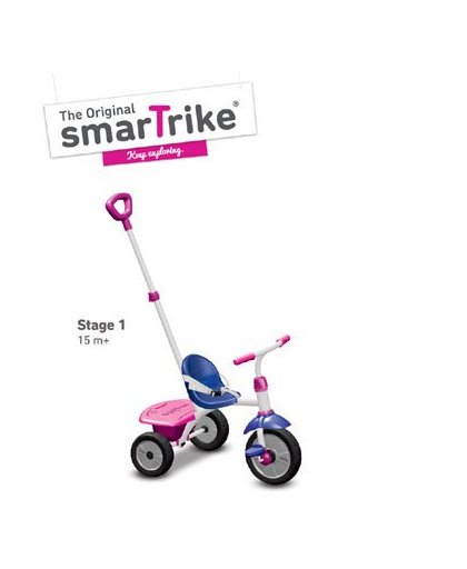 SmarTrike Fun driewieler met duwstang - roze/blauw