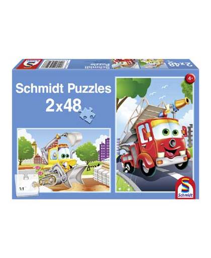 Schmidt puzzel grappige voertuigen 2 x 48 stukjes