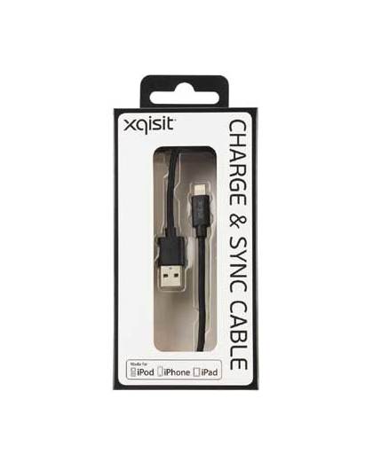 XQISIT Charge & Sync Lightning kabel Zwart