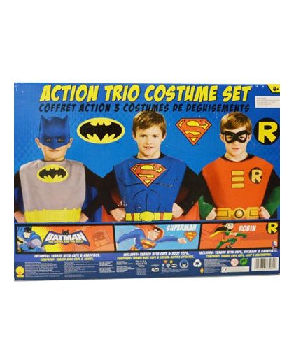 Superhelden kostuums Batman, Superman en Robin - maat 128/140