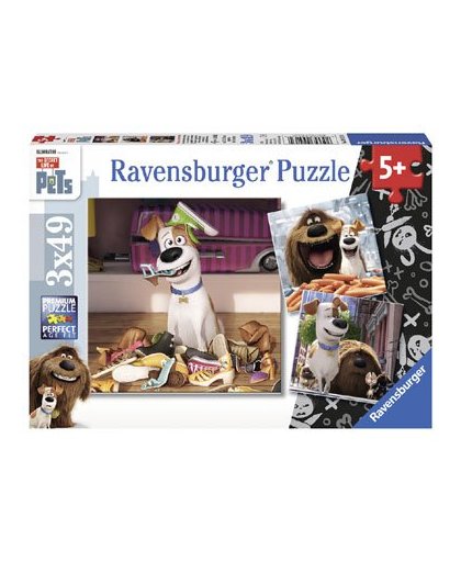 Ravensburger Secret Life of Pets puzzelset Als de kat van huis is - 3 x 49 stukjes