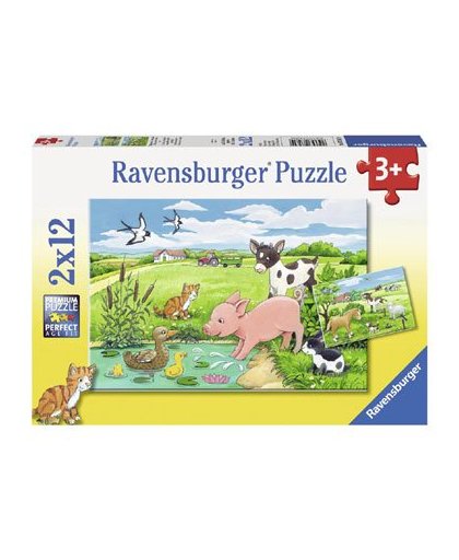 Ravensburger puzzelset Jonge dieren op het platteland - 2 x 12 stukjes