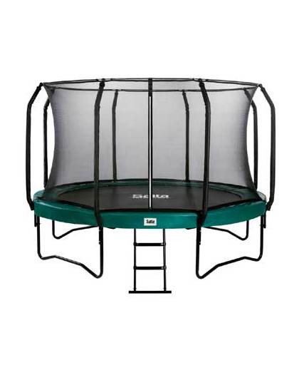 Salta First Class Combo trampoline rond met veiligheidsnet en ladder - 427 cm - groen