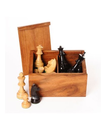 Set schaakstukken no.3 gepolijst palmhout-lood verzwaard - 83 mm