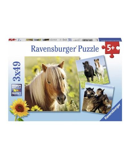 Ravensburger puzzelsset schattige pony's - 3 x 49 stukjes