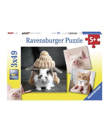 Ravensburger puzzelset komische dierenportretten - 3 x 49 stukjes