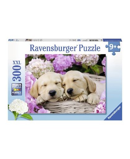 Ravensburger XXL puzzel schattige hondjes in mand - 300 stukjes