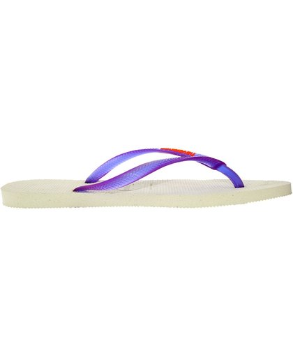 Havaianas Slim Logo Pop Up Flip Flops White Purple Size 6-7