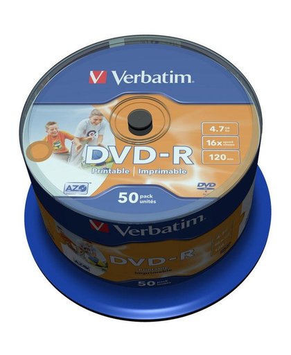 Verbatim DVD-R Wide Inkjet Printable No ID Brand 4.7GB DVD-R 50stuk(s)