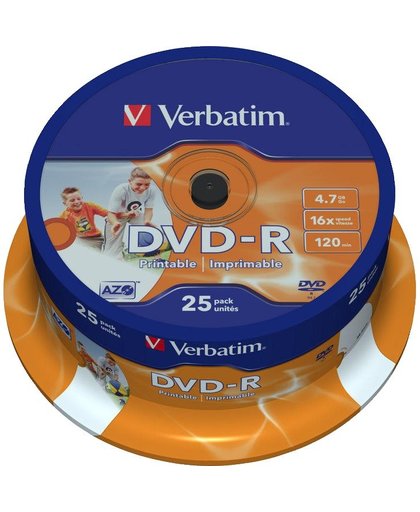 Verbatim DVD-R Wide Inkjet Printable ID Brand 4.7GB DVD-R AZO 25stuk(s)