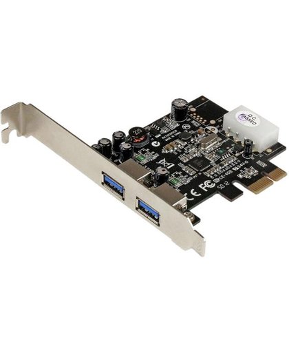 StarTech.com 2-poorts PCI Express (PCIe) SuperSpeed USB 3.0-kaartadapter met UASP LP4-voeding interfacekaart/-adapter