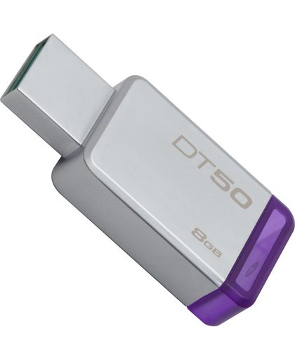 Kingston Technology DataTraveler 50 8GB USB flash drive 3.0 (3.1 Gen 1) USB-Type-A-aansluiting Paars, Zilver