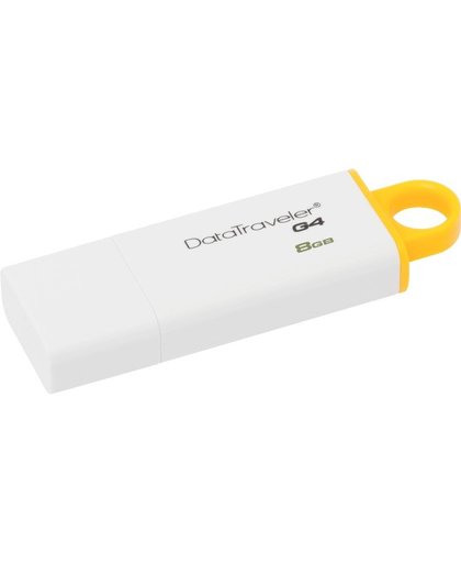 Kingston Technology DataTraveler G4 8GB 8GB USB 3.0 (3.1 Gen 1) USB-Type-A-aansluiting Wit, Geel USB flash drive