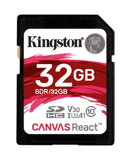 Kingston Technology SD Canvas React flashgeheugen 32 GB SDHC Klasse 10 UHS-I