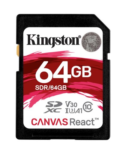 Kingston Technology SD Canvas React flashgeheugen 64 GB SDXC Klasse 10 UHS-I