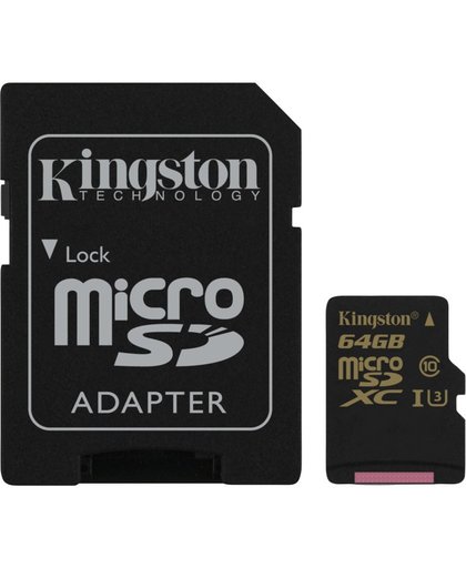 Kingston Technology Gold microSD UHS-I Speed Class 3 (U3) 64GB 64GB MicroSDHC UHS-I Klasse 3 flashgeheugen