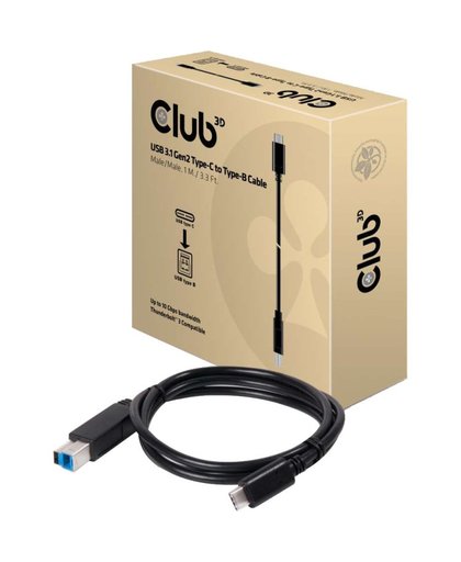 CLUB3D USB 3.1 Gen2 Type-C to Type-B Cable Male/Male, 1 meter